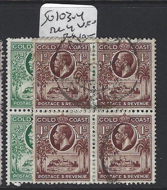 GOLD COAST (P0305B) KGV   1/2D , 1D   SG 103-4     BL OF 4  VFU