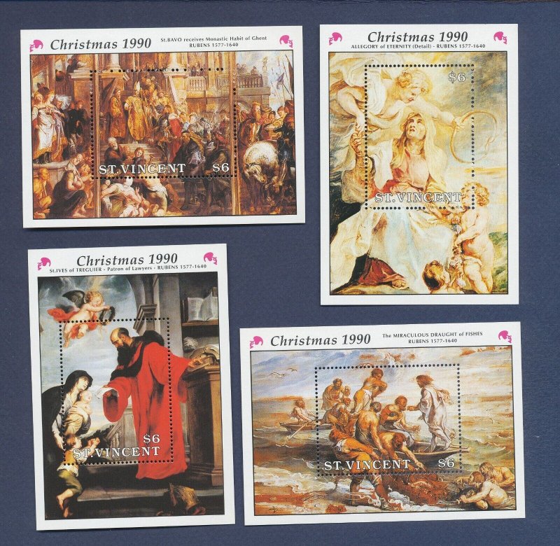 ST VINCENT - Scott 1380-1383 - VF MNH S/S -  Christmas - 1992