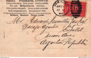 1904 Postcard sent from New York USA to  Buenos Aires Argentina