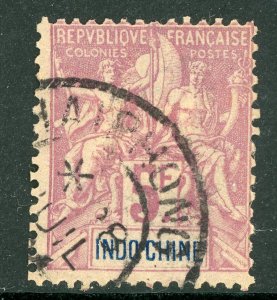 Indo-China 1896 French Colony 5 Franc red Lilac Scott # 21 VFU C253