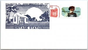 US SPECIAL POSTMARK EVENT COVER HERITAGE EXHIBITION AT PALMETTO FLORIDA 1985 (a)