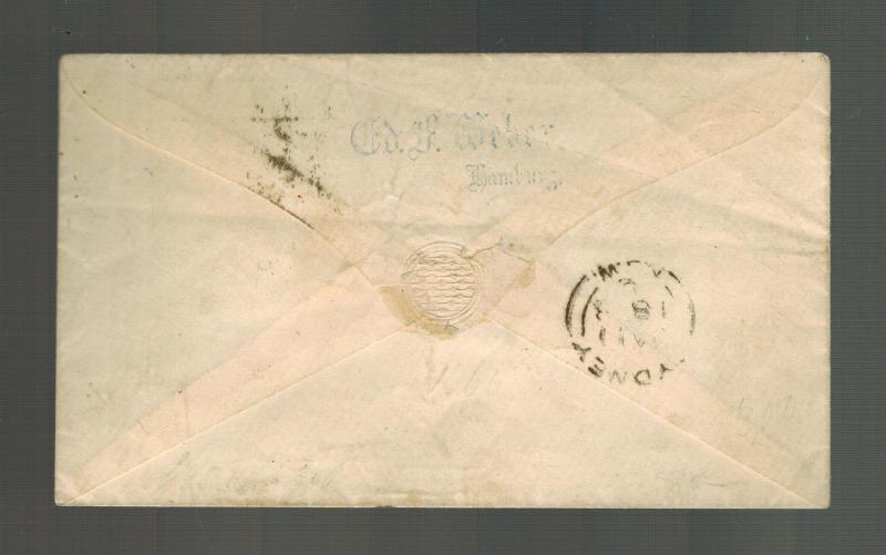 1853 New South Wales NSW Australia cover to STrawberry Hill # 23 Imperf