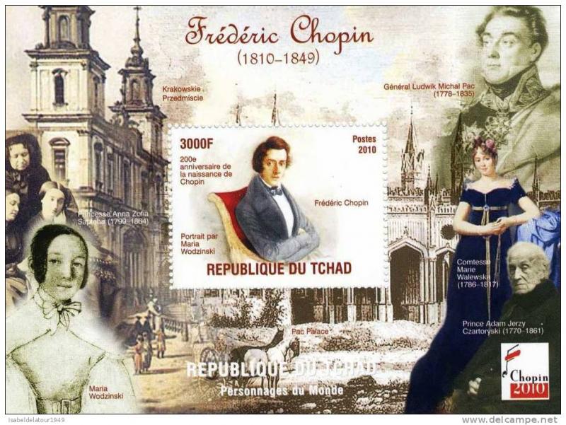 Chad 2010 Frederic Chopin (4) s/s Perforated mnh.vf