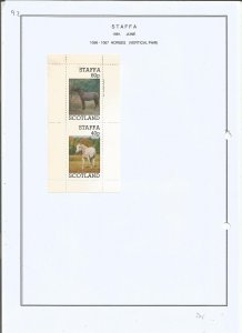 STAFFA - 1981 - Horses - Vertical Pair - Sheets -Mint Light Hinged-Private Issue