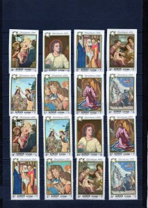 AJMAN 1969 CHRISTMAS PAINTINGS 2 SETS OF 8 STAMPS PERF. & IMPERF. MNH