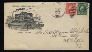 1918 Sc.498 & 499 ON ILLUSTRATED STONER & CO., AKRON, IN COVER TO PHILA