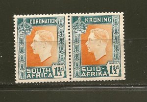 South Africa SC#76a KGVI Coronation Se-tenant Pair Mint Never Hinged