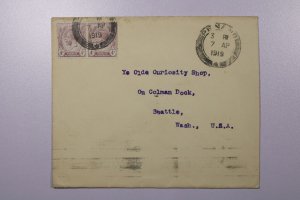 Straits Settlements - Penang 1919 Cover to USA via Singapore - L37595