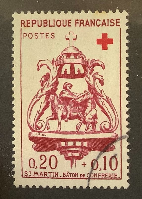 France 1960 Scott B347 used - 0.20 + 0.10 Fr,  Red Cross, St Martin