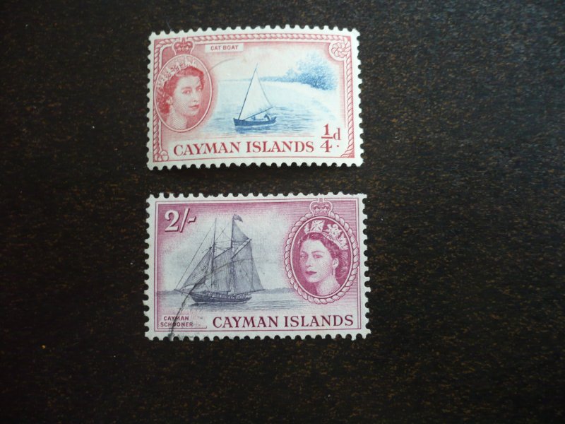 Stamps - Cayman Islands - Scott#135,146- Mint Hinged & Used Part Set of 2 Stamps
