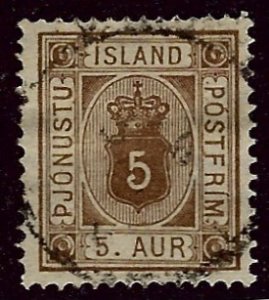 Iceland SC O5 used F-VF hhr/ink mark on reverse CV$17.50...in Demand!