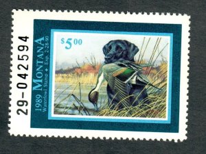 MT4 Montana #5 MNH State Waterfowl Duck Stamp - 1989 Black Lab & Pintail