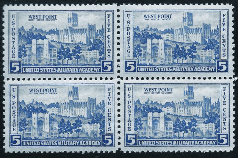 Scott 789 5¢ Army-Navy, West Point Block of 4, MNH