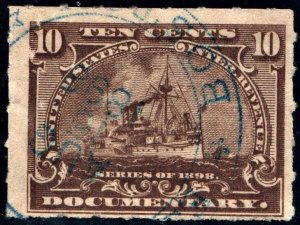 R168 10¢ Documentary Stamp (1898) Used/CDS