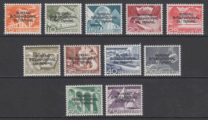 Switzerland Sc 3O83-3O93 MNH. 1950 International Labor Bureau ovpts, cplt set UN 