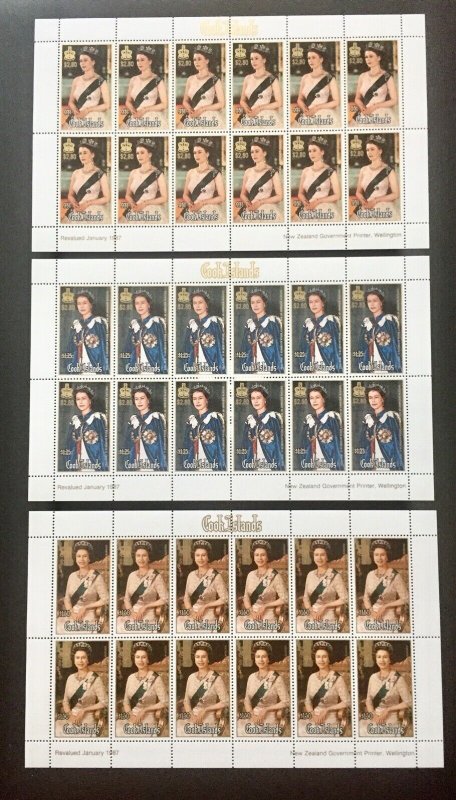 COOK ISLANDS, Royal Mini-Sheets, RARE 1987 SURCHARGE ISSUE, 9 sheets. Cat £600 