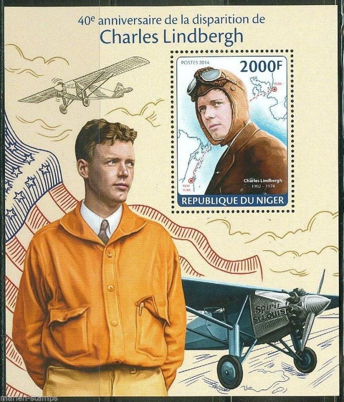 NIGER 2014 40th MEMORIAL ANNIVERSARY OF CHARLES LINDBERGH  S/S NH