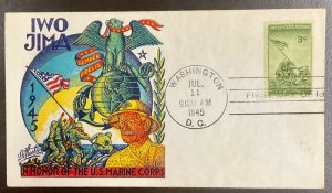 929 Staehle Multi-color WWII Patriotic Cachet Iwo Jima FDC 1945  Marines  VF