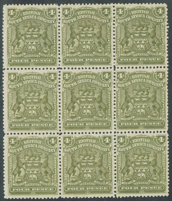 RHODESIA 1898 ARMS 4D BLOCK */**