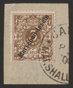 GERMANY Marshalls 1899 Marschall-Inseln on 3pf grey-brown, Berlin issue.