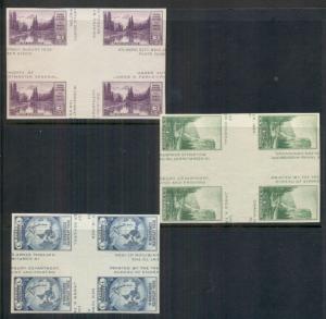 US #768-70 Byrd & Nat. Parks Imperf Crossed Gutter Blocks of 4, no gum as issued