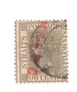 Straits Settlements #18 Used - Stamp CAT VALUE $55.00