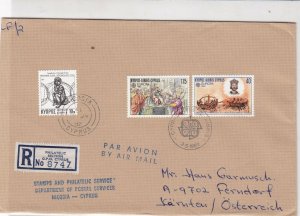 Cyprus 1982 CEPT Cancel Regd Airmail Europa Liberation Stamps Cover Ref 30530