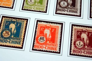 COLOR PRINTED INDOCHINA 1889-1949 STAMP ALBUM PAGES (35 illustrated pages)