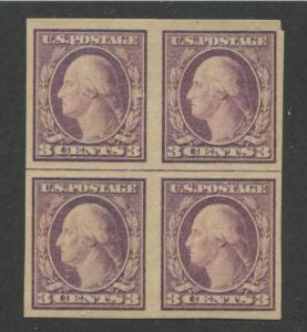 1917 US Stamp #483 3c Mint Hinged Very Fine Original Gum Center Line Block of 4 