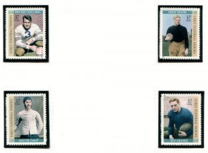 3808-3811 US 37c Football Heros SA, MNH sgls/4