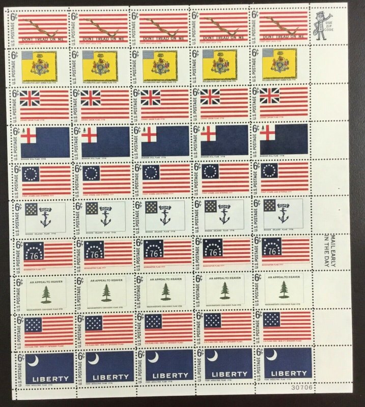 1345-1354  Historic Flags DO NOT TREAD ON ME   6 c Sheet of 50 MNH