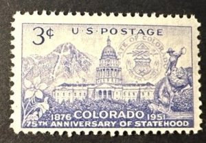 US # 1001 Colorado Statehood 3c 1951 Mint NH