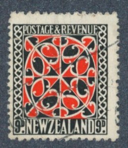 NEW ZEALAND Sc 242 USED - 1938 9p - Maori Panel Painting; 17½ x 21½mm, wmk 253