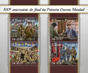 St Thomas - 2018 World War I - 4 Stamp Sheet - ST18103a