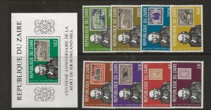 ZAIRE Sc 944-52 NH issue of 1980 - SET+S/S - STAMPS-ON-STAMPS