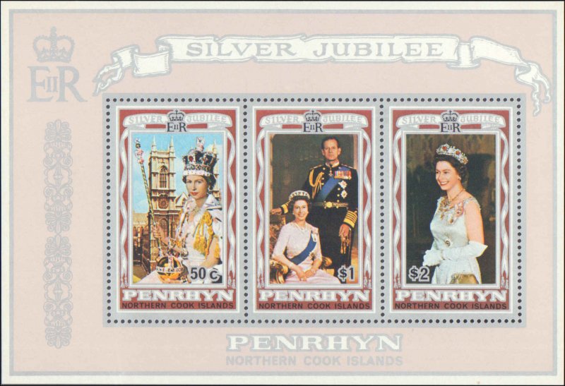 Penrhyn Island #87-89a, Complete Set(4), 1977, Royality, Never Hinged