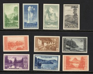SCOTT 756-65 1935 NATIONAL PARKS ISSUE IMPERF COMPLETE SET MNH NGAI VF CAT $15!