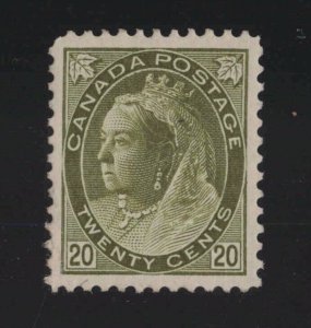 Canada Sc #84 (1900) 20c olive green Victoria Numeral Mint VF H