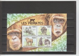 Burundi  Scott#  831  MNH  S/S  (2011 Primates)