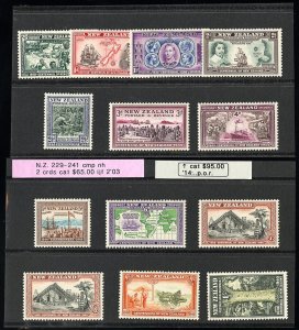 New Zealand Stamps # 229-241 MNH VF Scott Value $95.00