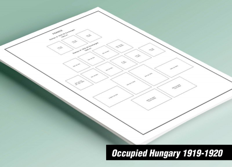  PRINTED OCCUPIED HUNGARY 1919-1920 STAMP ALBUM PAGES (46 pages)