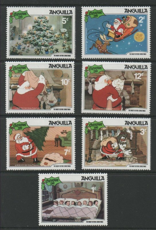 Thematic Stamps Others - ANGUILLA 1981 XMAS DISNEY short set 7V mint