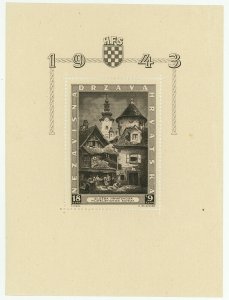 CROATIA #B40 S-type Semi Postal Souvenir Sheet WWII 1943 Mint NH OG 