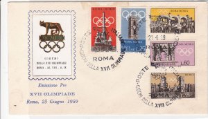 Italy 1959 Olympic games Triple Cancel  FDC Five Stamps Cover ref 22387