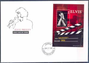 TUVALU 2012  ELVIS PRESLEY ELVIS ON TOUR SOUVENIR SHEET I FDC