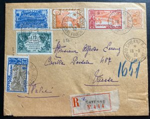 1932 Cayenne French Guiana Registered Cover To Triest Italy