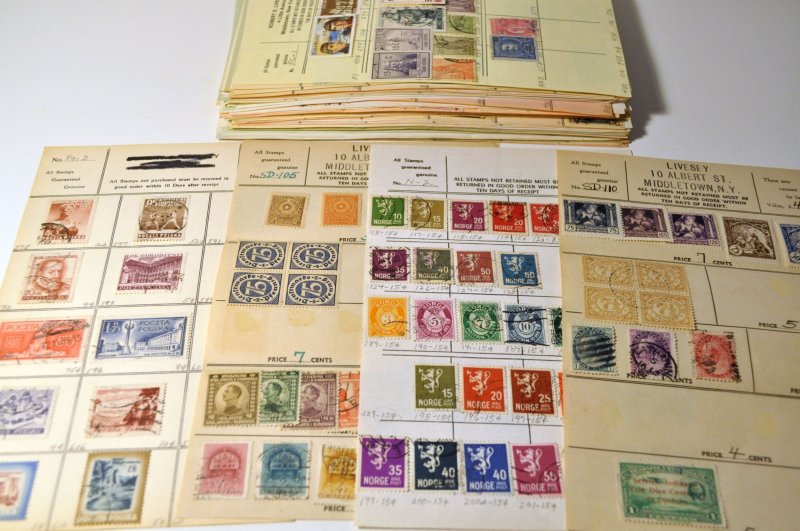 Lot of 85 Stamps on Approval sheets with big variety of mixed stamps