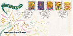 1994 Singapore Celebrations (Self-Adhesive, No Value Indicator)  FDC SG#775-779