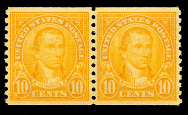 MOMEN: US STAMPS #603 COIL PAIR MINT OG NH XF-SUP PSE CERT