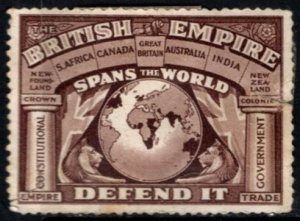 Vintage Great Britain Poster Stamp British Empire Spans The World Defend It